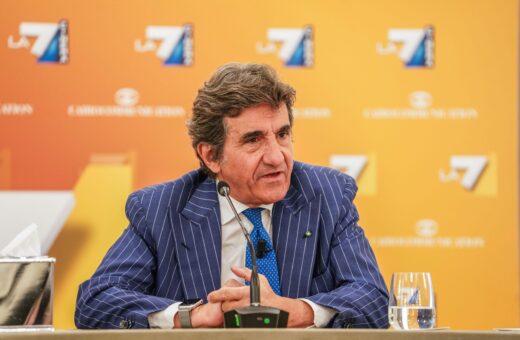 Urbano Cairo durante la presentazione dei palinsesti di La7